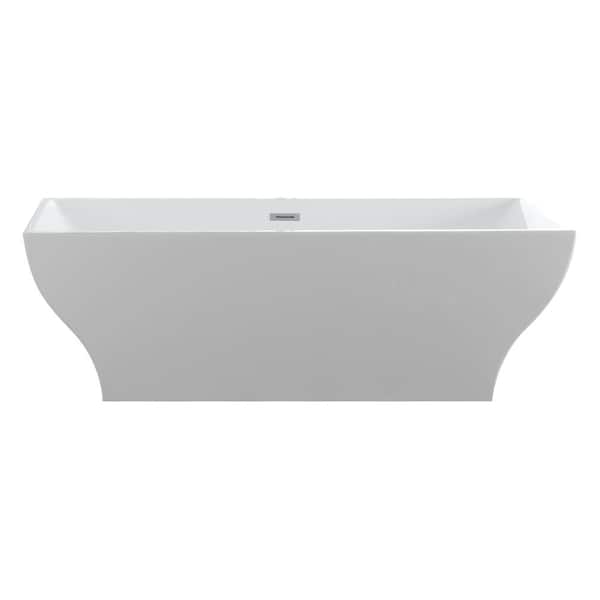 Eisen Home Hera 71 in. Freestanding Acrylic Flatbottom Bathtub in. White