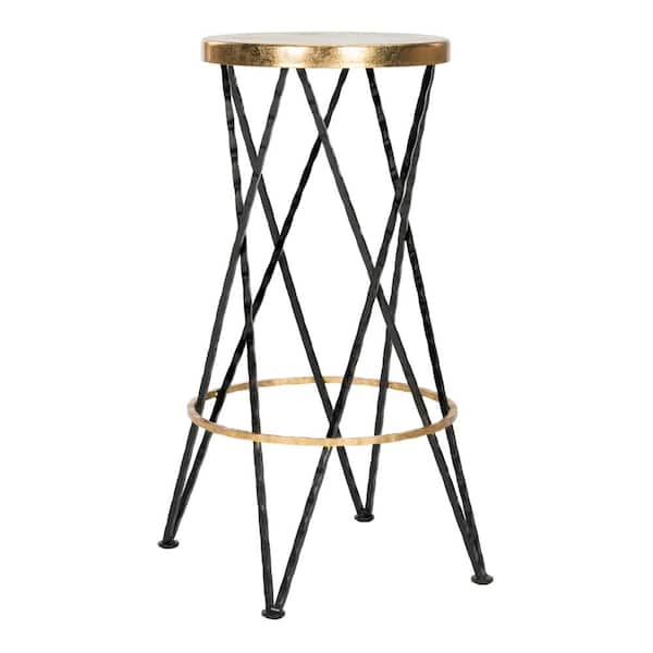 SAFAVIEH Hester 30 in. Black and Gold Bar Stool