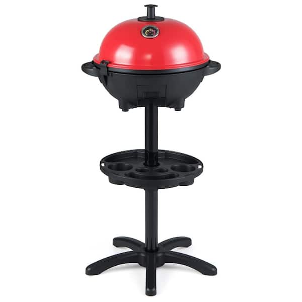 1200W Indoor Outdoor Electric Grill with 2-Zone Nonstick Griddle Plate, Smokeless Tabletop Use