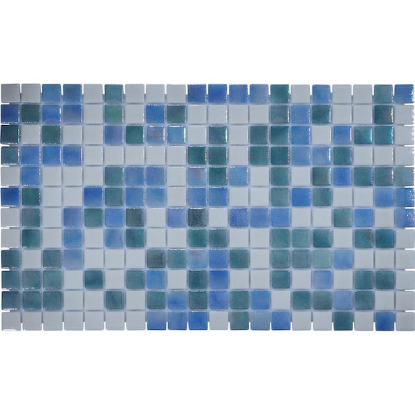 The Tile Doctor 6 in. x 6 in. Glass Tile Love At First Sight Blue and White Glossy Glass Wall and Floor Tile 0.25 sq. ft. Sample