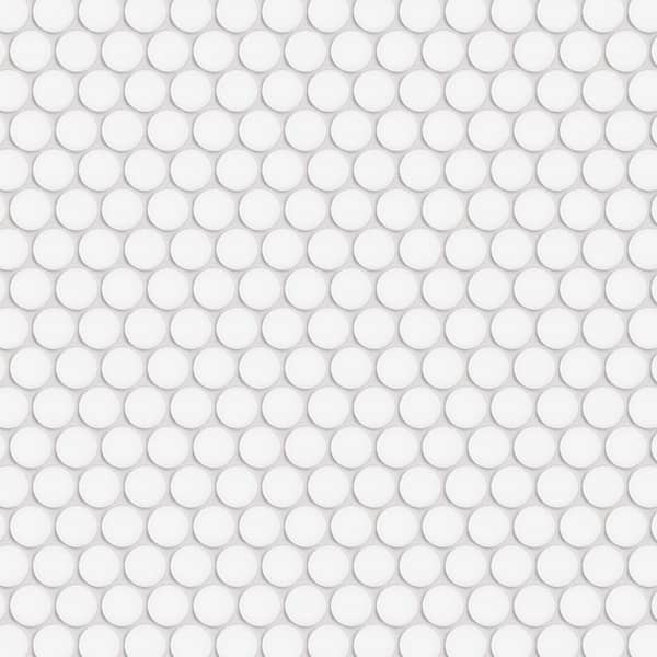 Merola Tile Hudson Penny Round Matte White 12 in. x 12-5/8 in. Porcelain Mosaic Tile (10.7 sq. ft./Case)