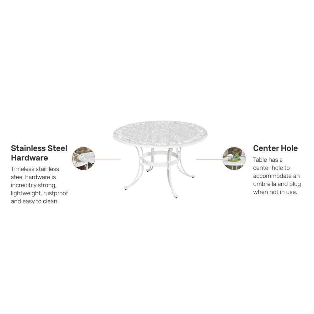 Sanibel 48" White Cast Aluminum Outdoor Dining Table