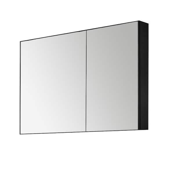 Interbath 42 in. x 36 in. Rectangular Black Aluminum Surface Mount Medicine Cabinet with Mirror