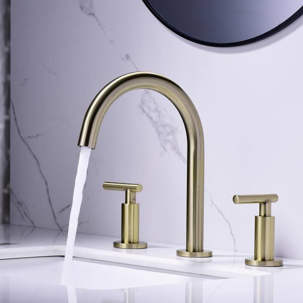 Earl 8 in. Widespread 2 Handle High Arc Bathroom Faucet in Brushed Gold