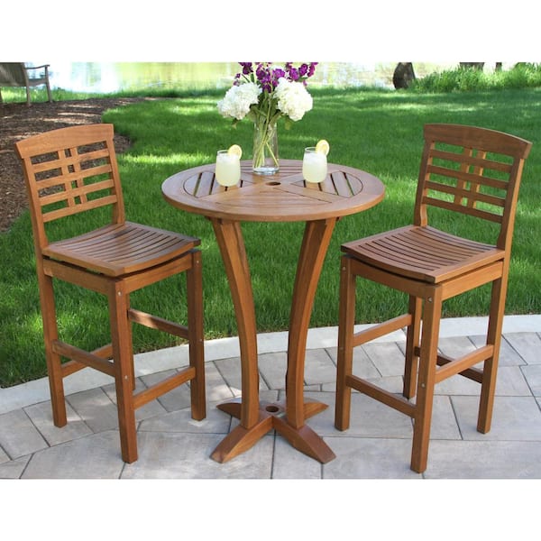 Eucalyptus Outdoor Bar Stool with Backrest