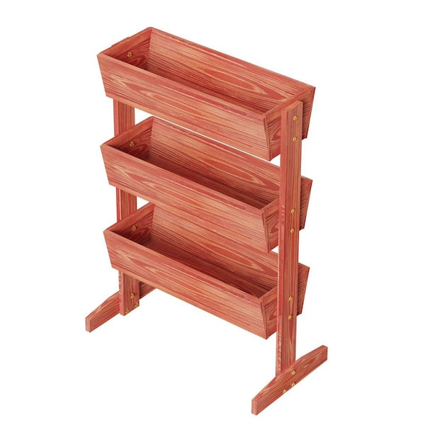 40.8 in. x 25.6 in. x 15 in. Pine Wood Vertical Garden Planter Box 3 Tier Elevated Planter Indoor Outdoor