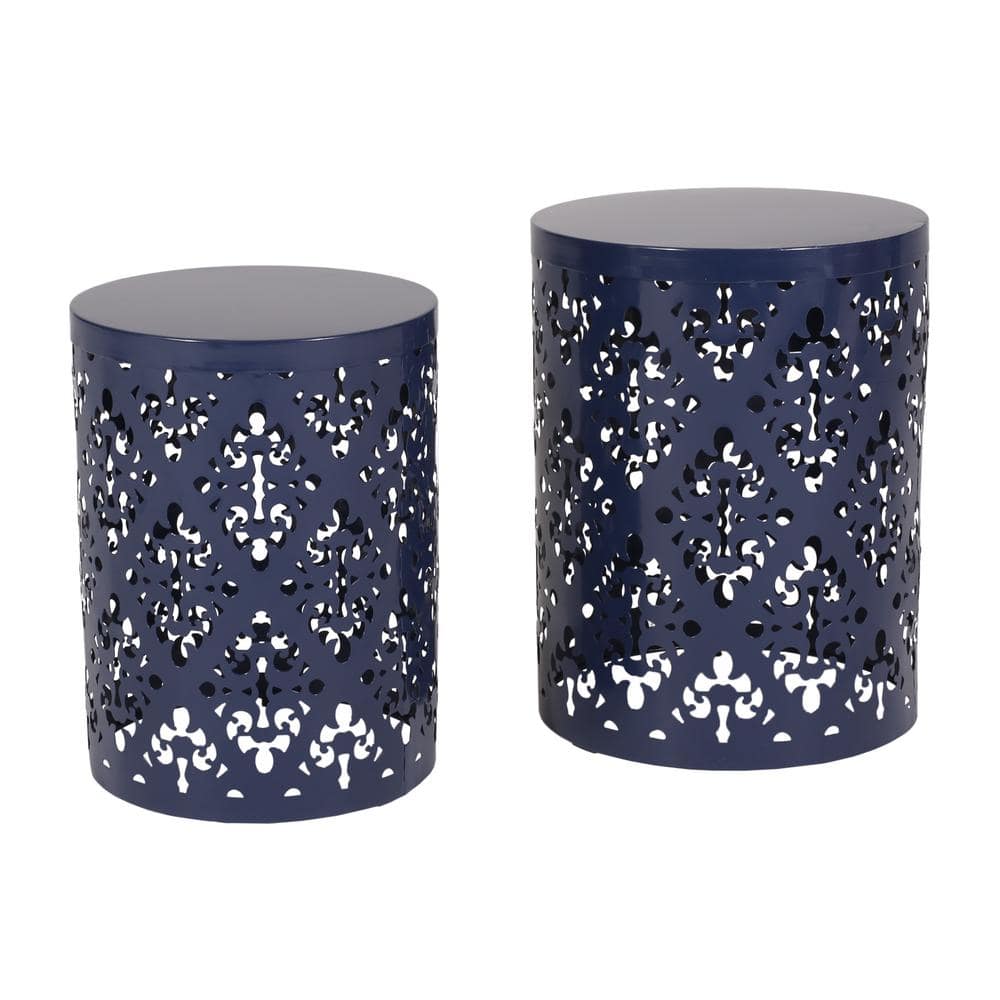 Navy outdoor outlet side table