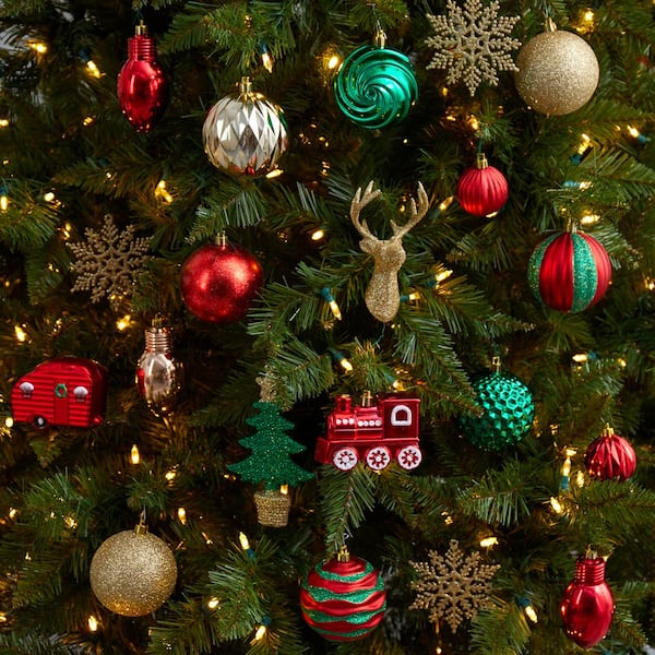  Ornament 5個セット Nearly Natural Holiday Deluxe 3.5 in. Multicolor Shatterproof