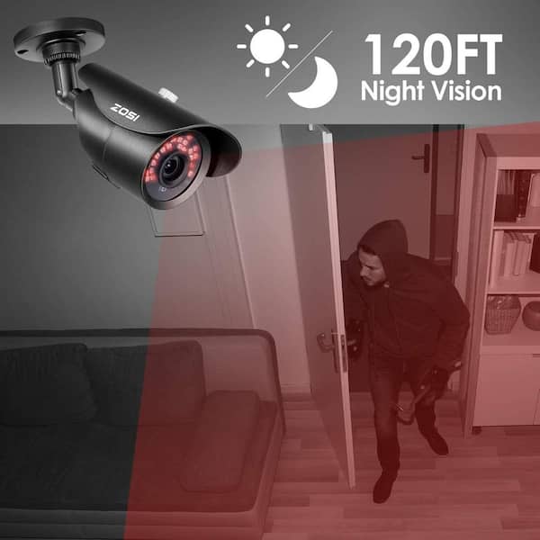 ZOSI 4 Pack 1000TVL 960H indoor outdoor Day Night Vision Weatherproof 42pcs I... 
