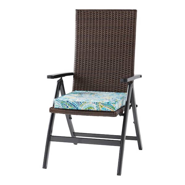 Greendale Home Fashions Wicker Outdoor PE Foldable Reclining Chair with Baltic Seat Cushion