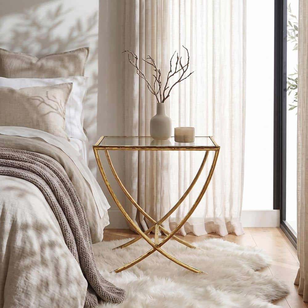 Furniture of America Zayen 24 in. Modern Gold Hammered Stainless