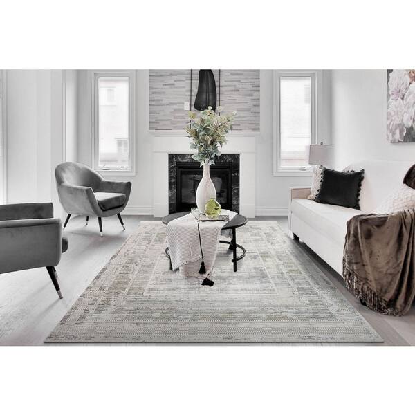 Skyler 2 ft. 3 in. X 3 ft. 11 in. Grey/Blue/Green Geometric Indoor Area Rug