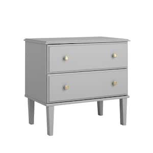 Lux Grey 2 Drawer 16 in. D x 27.75 in. W x 25 in. H Nightstand