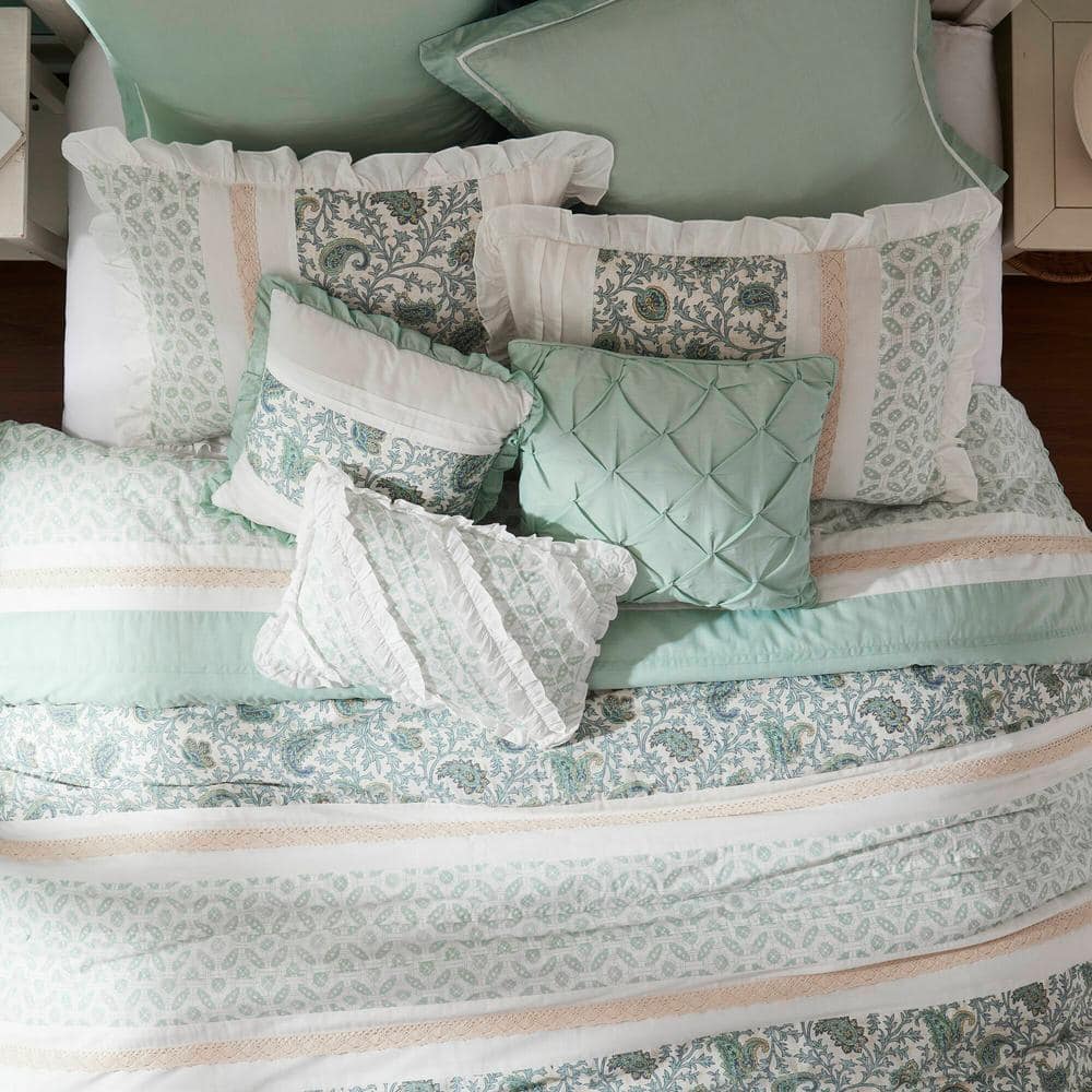 Blue Floral Queen Cotton Reversible Comforter Set