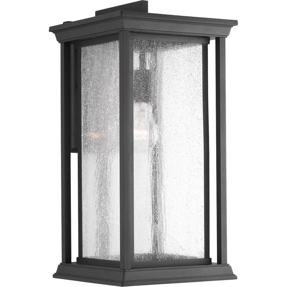 Endicott 18" Black Porcelain Lantern with Linen Glass Shade
