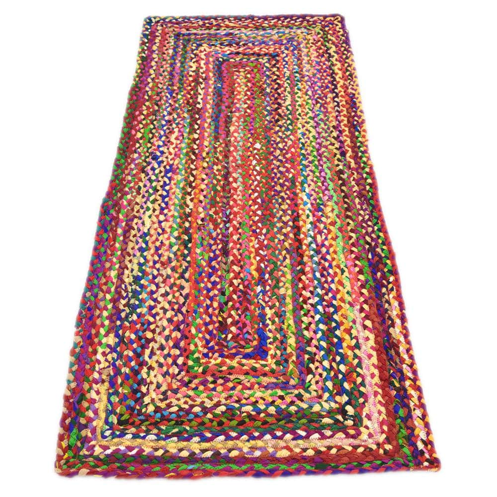 Handmade Multicolor Braided Cotton Runner Rug
