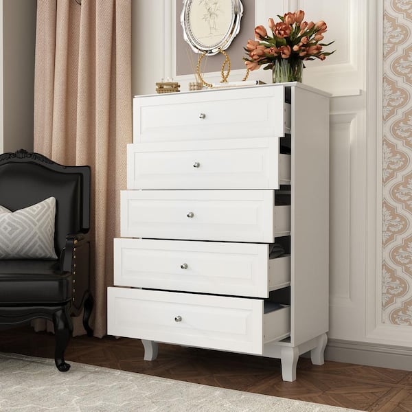 FUFU&GAGA White Wood Drawers Organizer Storage Cabinets With 5-Drawers  THD-330051-02 - The Home Depot