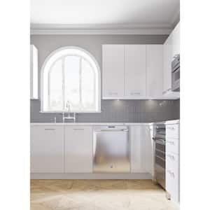 White Gloss Slab Style Wall Kitchen Cabinet End Panel (12 in W x 0.75 in D x 42 in H)