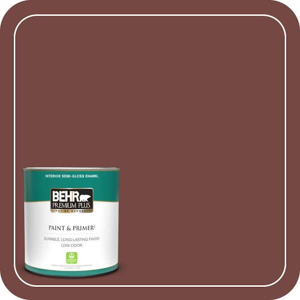 BEHR PREMIUM PLUS 1 qt. #160F-7 Burnished Mahogany Semi-Gloss Enamel Low Odor Interior Paint & Primer