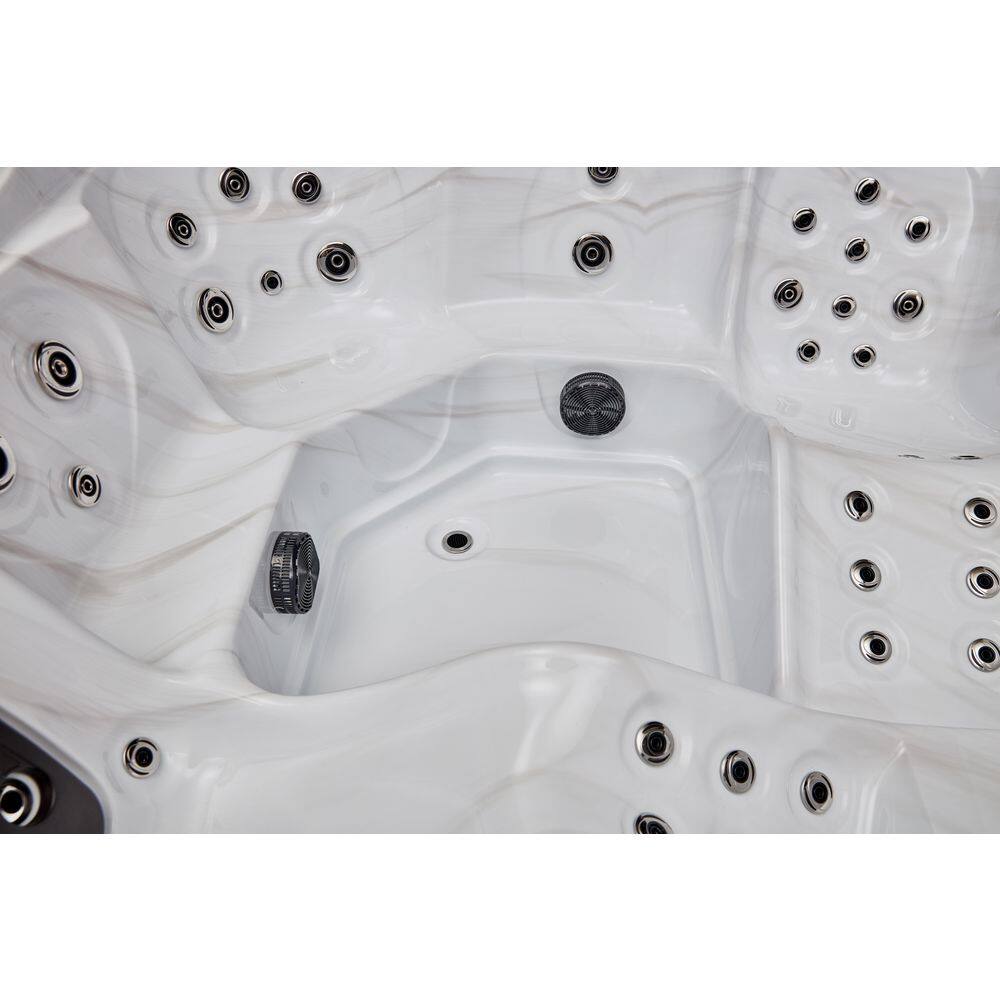 Gray and White 5-Person Luxury Hot Tub with Jets and Ozonator