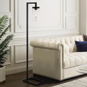 63 in. Bronze Floor Lamp with Clear Seeded Glass Shade and 8-Watt LED Bulb Included