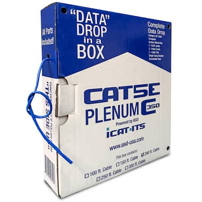Data Drop-in-a Box Cat5e 150 ft. Blue Plenum Kit