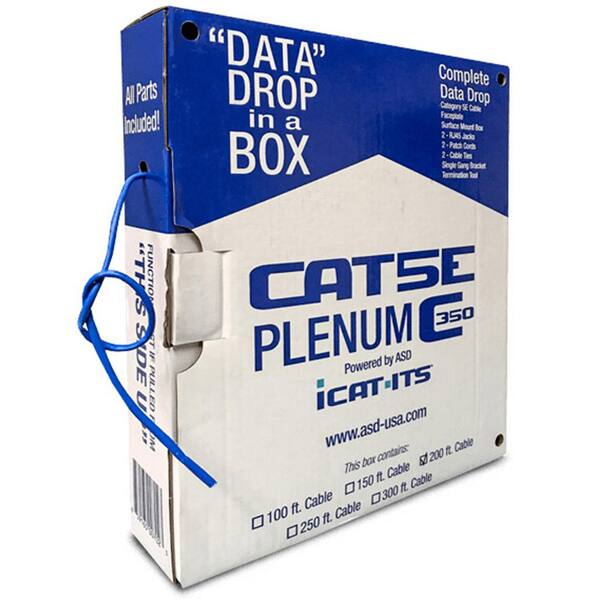 iCAT-ITS Data Drop-in-a Box Cat5e 200 ft. Blue Plenum Kit
