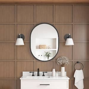 Emmeline 24 in. W x 32 in. H Oval Framed Wall Mount Bathroom Vanity Mirror in Black