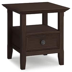 Amherst 19 in. Wide Farmhouse Brown Solid Wood Square Traditional End Table