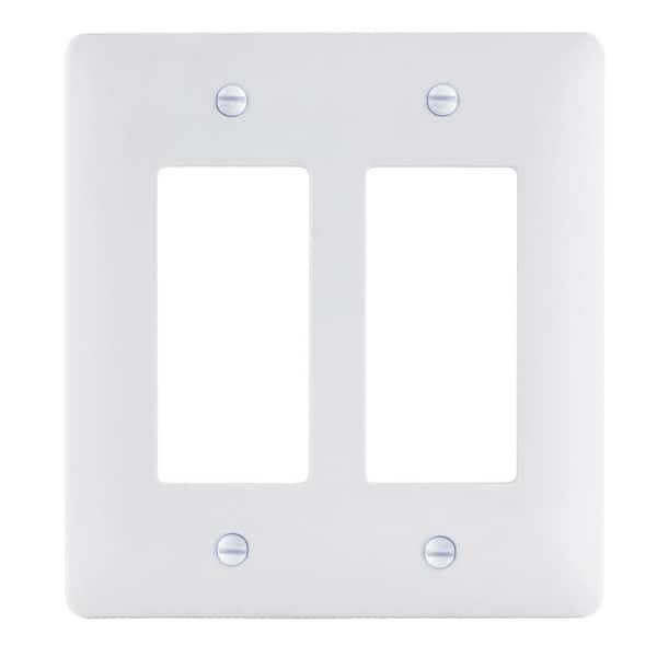 2-Gang Rocker/Rocker Midway/Maxi Sized Plastic Wall Plate, White (Textured/Paintable Finish)
