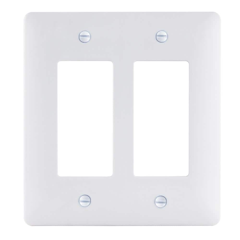 2-Gang Rocker/Rocker Midway/Maxi Sized Plastic Wall Plate, White (Textured/