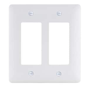 2-Gang Rocker/Rocker Midway/Maxi Sized Plastic Wall Plate, White (Textured/Paintable Finish)