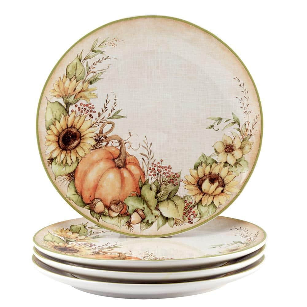 Certified International Multi-Colored Autumn Breeze Dinner Plates Set of 4