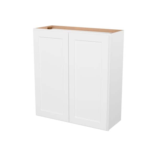 33 in. W 12 in. H 36 in. D Ready to Assemble Plywood Wall Kitchen Cabinet in Painted White with 2-Door 2-Shelves