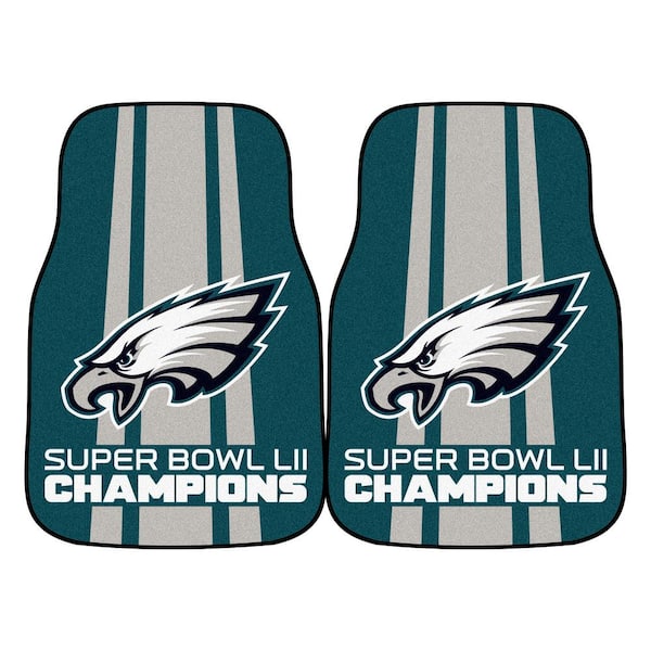 FANMATS Philadelphia Eagles Super Bowl LII Champions 17 in. x 27 in. 2-Piece Front Nylon Carpet Car Floor Mat Set