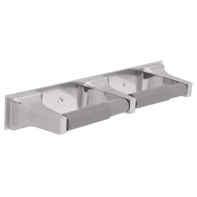 Double Roll Toilet Paper Holder with Plastic Rollers in Chrome