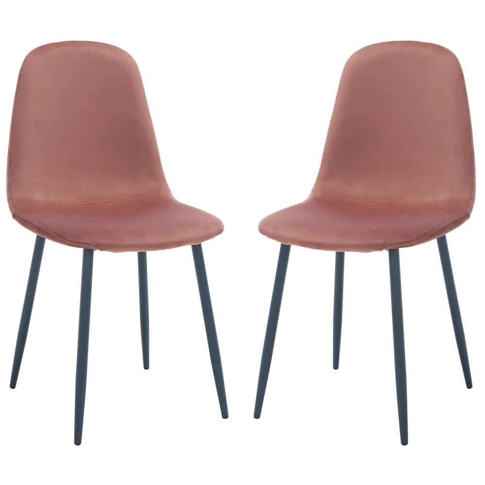 Set of 2 Pink and Dark Grey Upholstered Dining Chairs