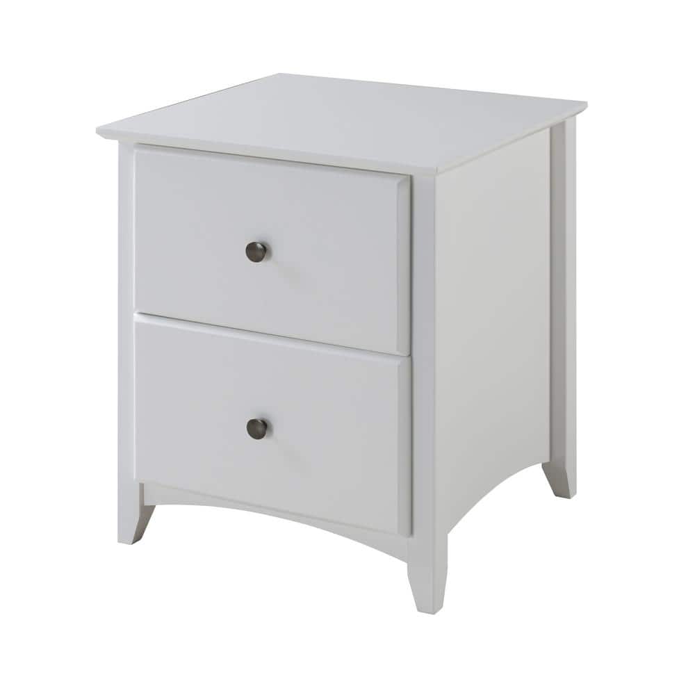 Shaker Style White Pine 2-Drawer Nightstand with Antique Knobs