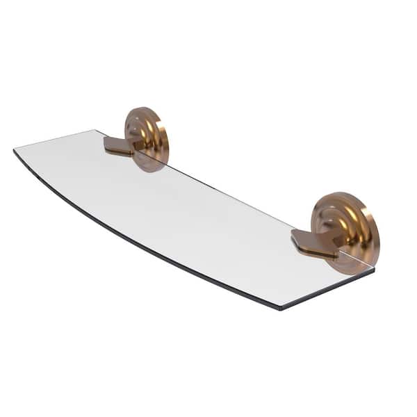 Allied Brass Que New 18 in. L x 3 in. H x 5 in. W Clear Glass Bathroom Shelf in Brushed Bronze