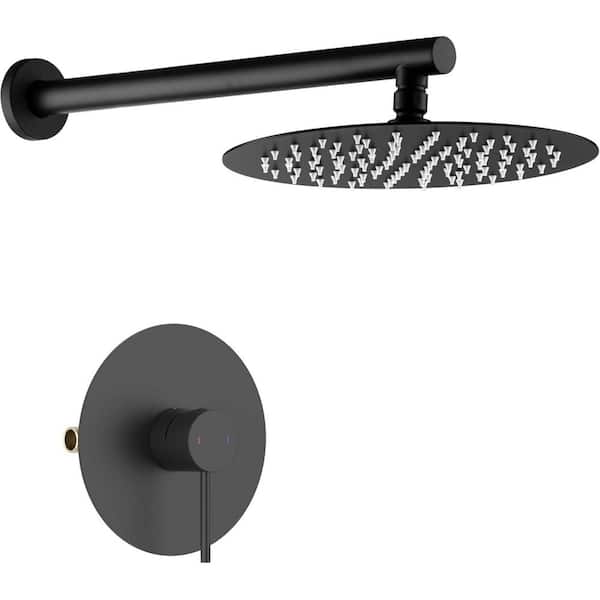 1-Handle 1-Spray Shower Faucet 1.8 GPM with Corrosion Resistant, Pressure Balance Wall Mount in Matte Black