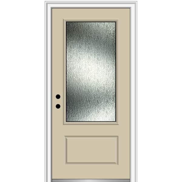 MMI Door Rain Glass 36 in. x 80 in. Right-Hand Inswing 3/4 Lite 1-Panel Painted Wicker Prehung Front Door on 4-9/16 in. Frame