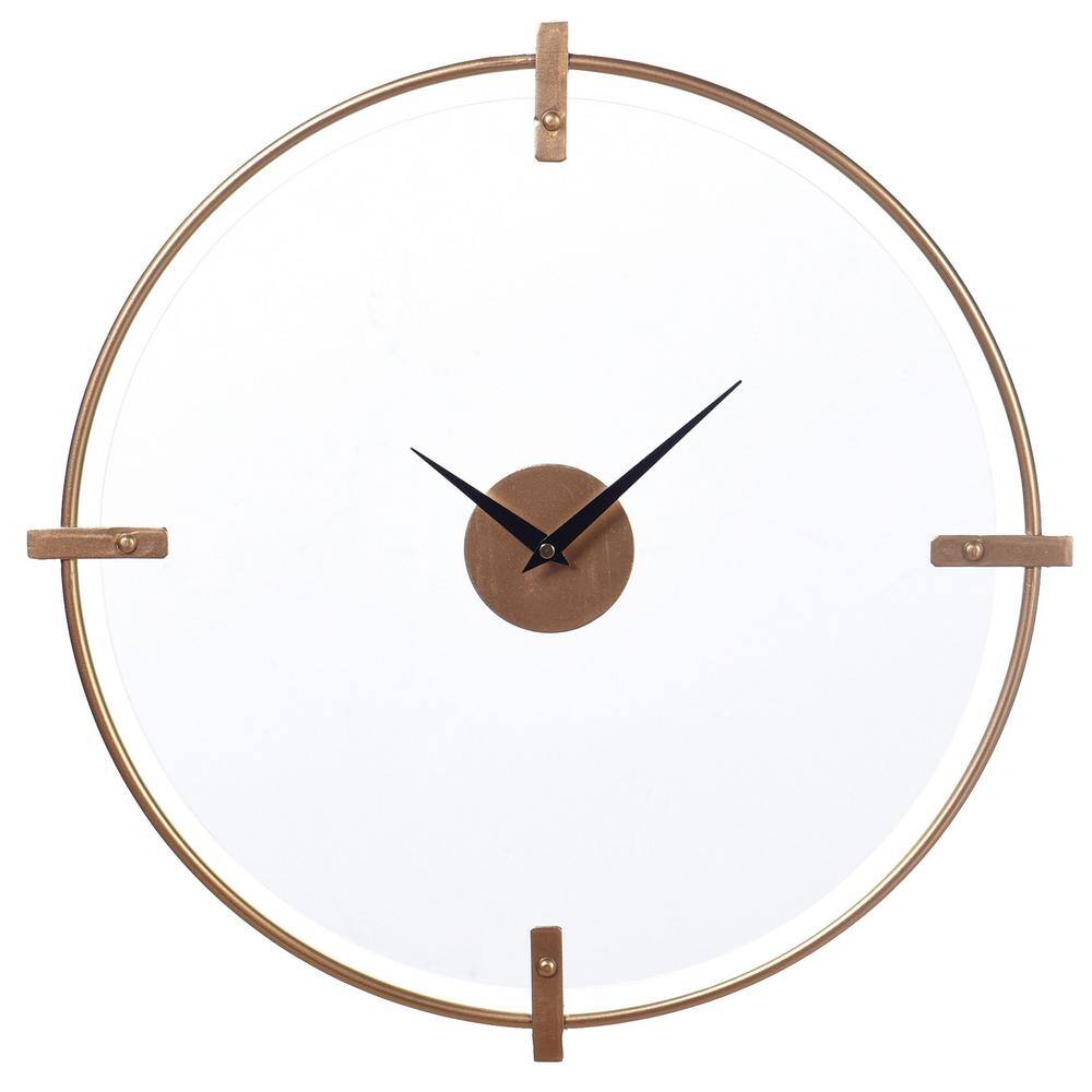 StyleCraft Gold Analog Glass Wall Clock DW74831DS The Home Depot