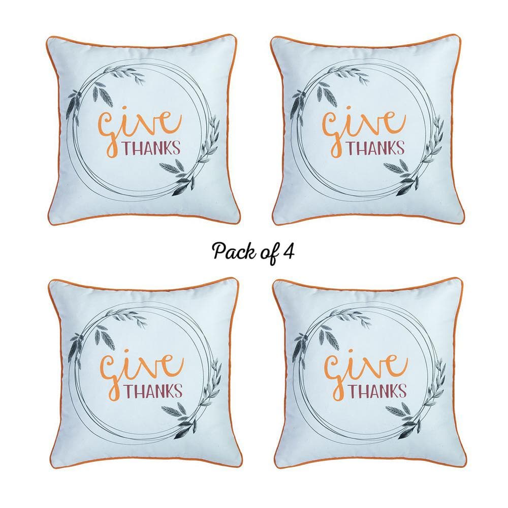 Thanksgiving Quote Polyester Square Pillow Covers Set of 4