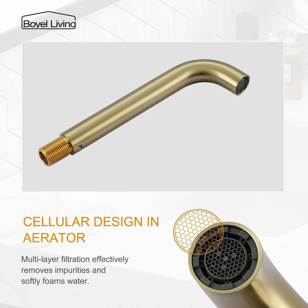 Brushed Gold Wall Mount Brass Bathroom Faucet with Single Handle