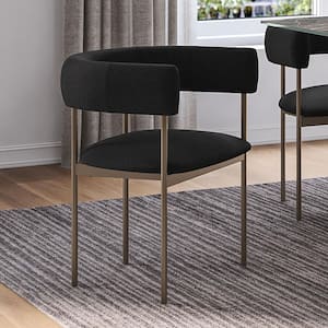 Julius Charcoal Grey Boucle Polyester / Bronze Metal Upholstered Dining Chair