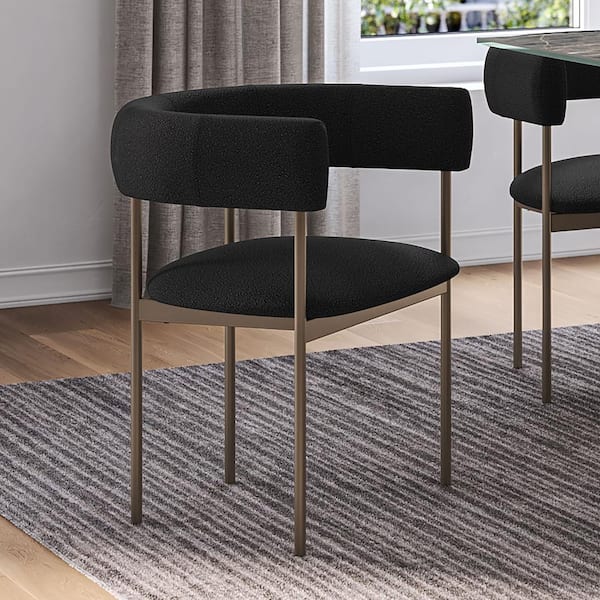 Amisco Julius Charcoal Grey Boucle Polyester / Bronze Metal Upholstered Dining Chair