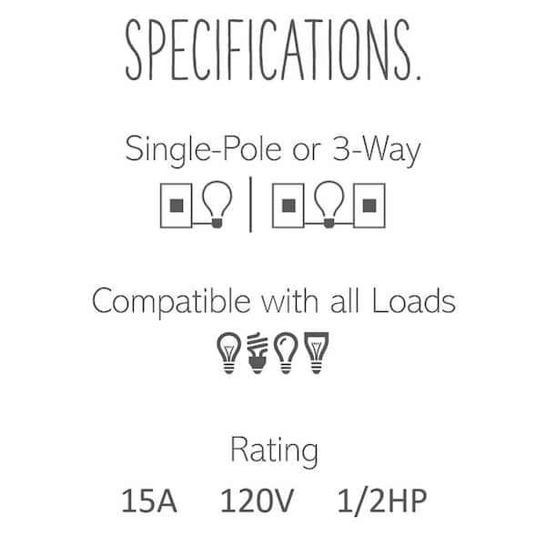 adorne sofTap 15 Amp Single-Pole/3-Way Switch, White adorne sofTap 15 Amp Single-Pole/3-Way Switch, White