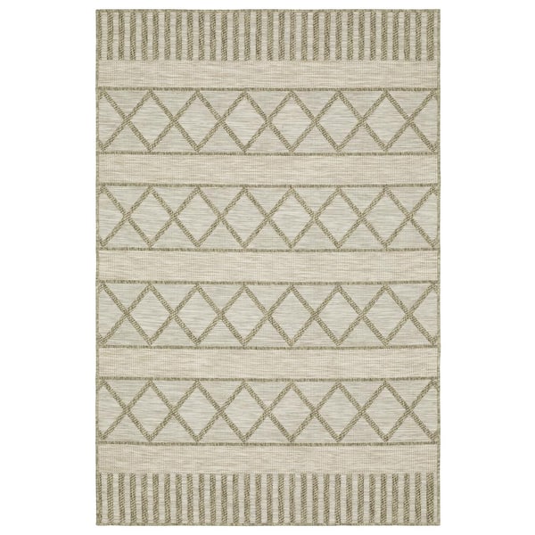 Thrasher Beige 3 ft. x 5 ft. Geometric Trellis Polypropylene Indoor/Outdoor Area Rug