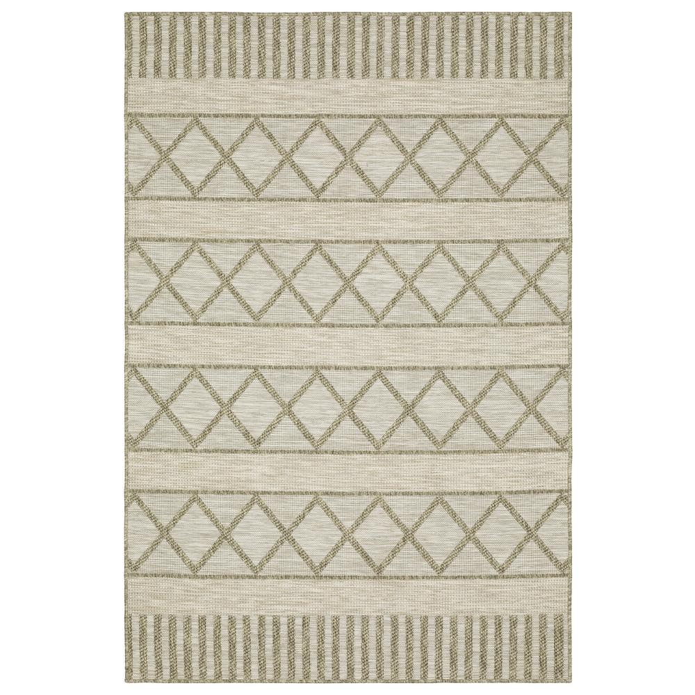 Thrasher Beige 5 ft. x 8 ft. Geometric Trellis Polypropylene Indoor/Outdoor
