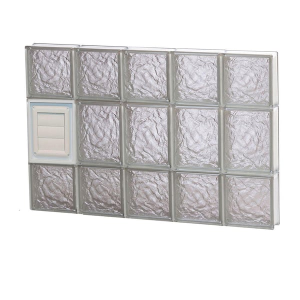 Clearly Secure 28.75 in. x 19.25 in. x 3.125 in. Frameless Ice Pattern Glass Block Window with Dryer Vent